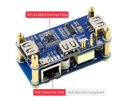 1x RJ45 Ethernet , 3x USB 2.0 HUB portbővítő Raspberry PI Zero-hoz PoE tápellátással és házzal