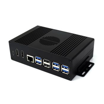  Aluminium ház ipari felhasználásra Raspberry PI 5-höz beépített PCIe bővítőmodullal, PCIe - 4x USB3.2 interfésszel